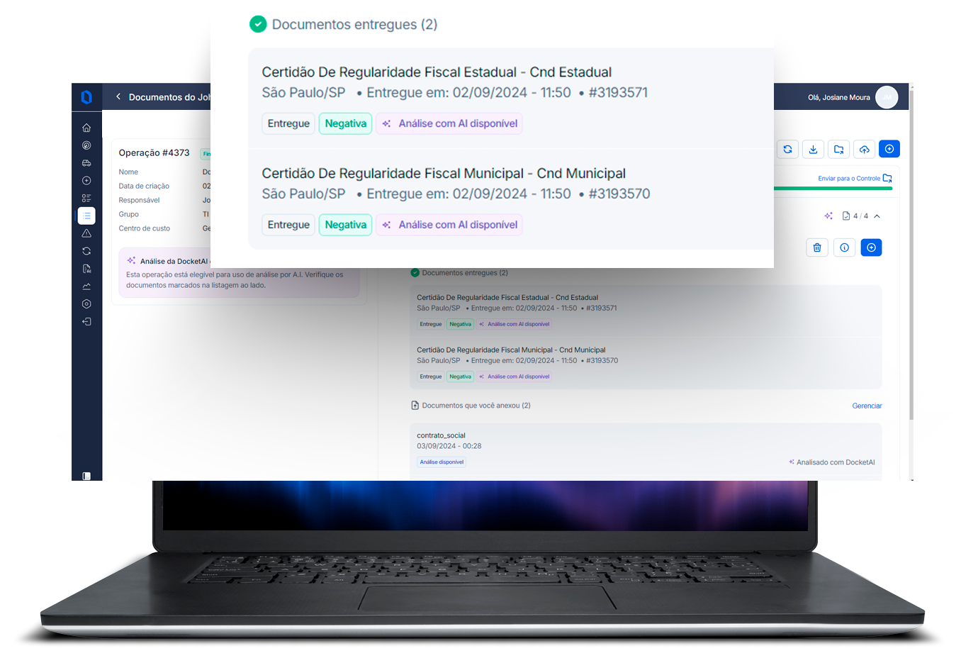 controle de operações com documentos